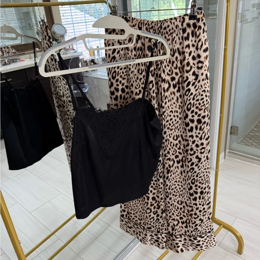 Victoria's Secret Leopard Print pants & unbranded satin cami Pajama Set(A255) - Picture 2 of 10